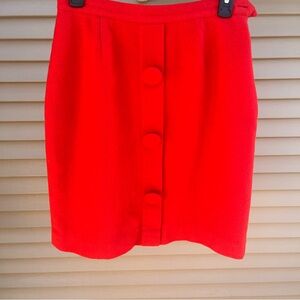 Basco Collection vintage wool high waist wool red skirt with button front